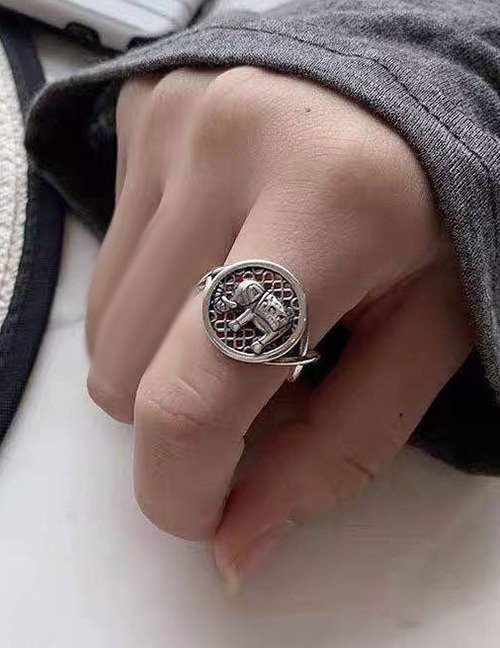 Fashion Silver Disc Grid Baby Elephant Ring