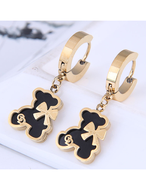Fashion Golden-2 Titanium Steel Bear Earrings