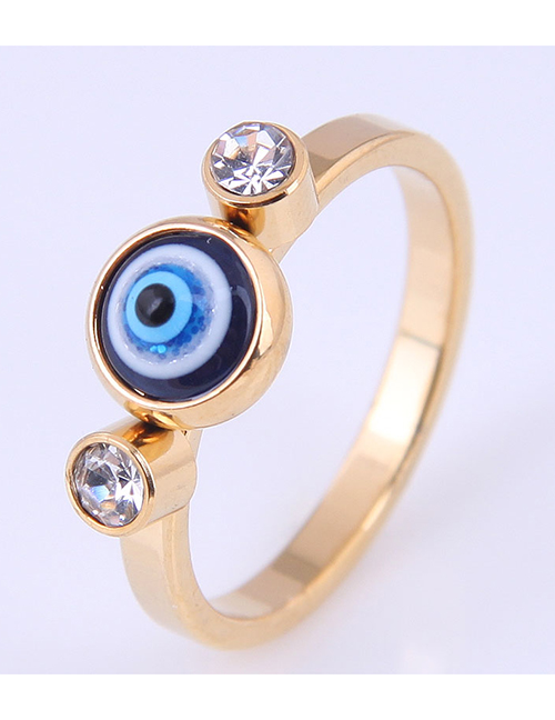 Fashion Gold Color Stainless Steel Diamond Eye Ring