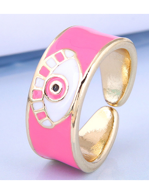 Fashion Pink Gold Color-plated Oil Dripping Eye Open Ring