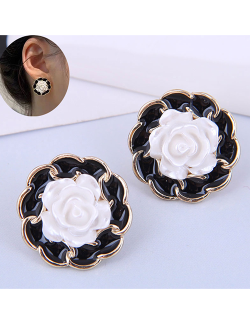 Fashion Gold Alloy Camellia Earrings