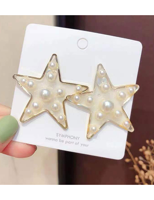 Fashion Gold Five-pointed Star Pearl Stud Earrings