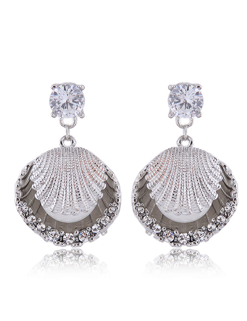 Fashion Shell Metal Shell Pearl Earrings