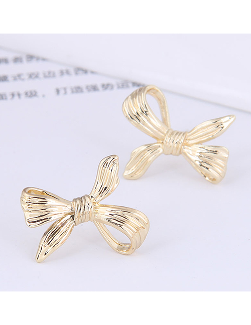 Fashion Gold Alloy Bow Earrings