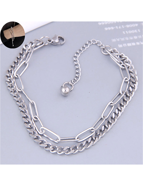 Fashion Silver Color Titanium Steel Chain Bracelet