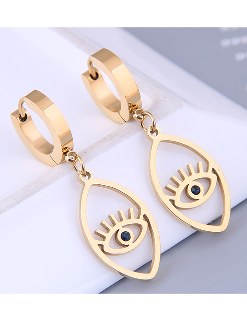 Fashion Gold Color Titanium Steel Hollow Eye Earrings