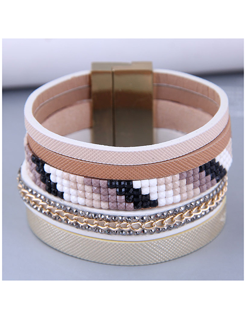 Fashion 4# Metallic Leather Magnetic Bracelet