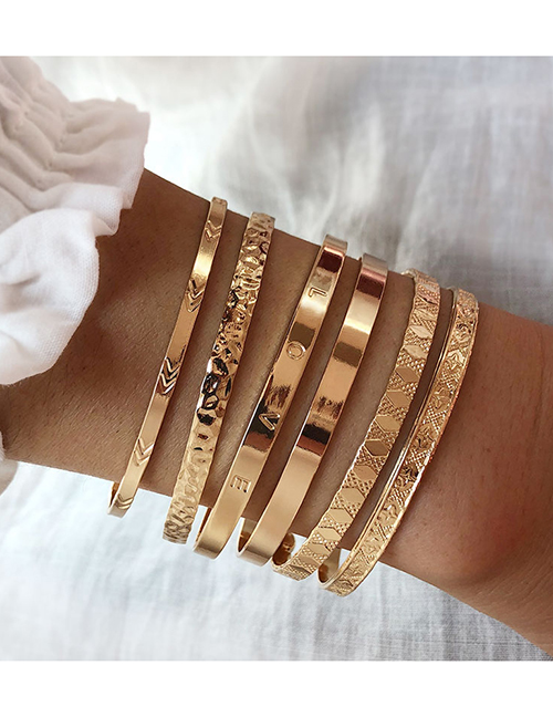 Fashion Gold Color Metal Geometric Bracelet Set
