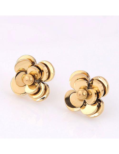 Fashion Gold Color Titanium Steel Rose Earrings