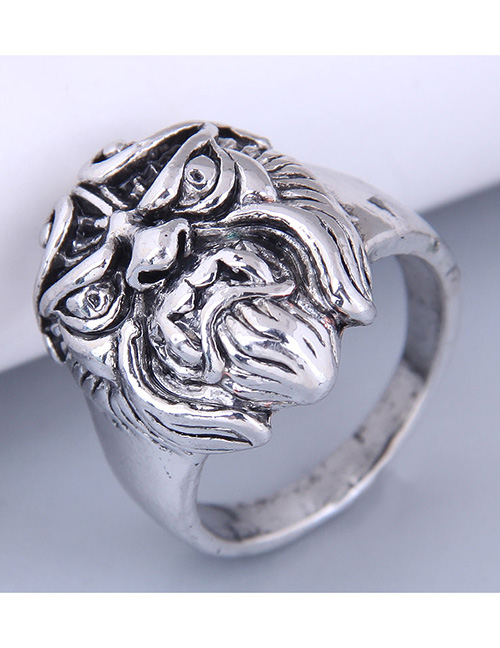 Fashion Silver Color Alloy Geometric Lion Head Ring