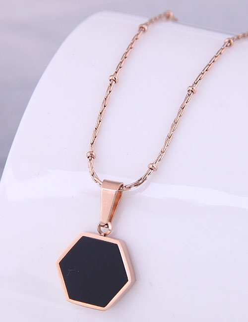 Fashion Black-rose Gold Titanium Steel Geometric Polygon Necklace