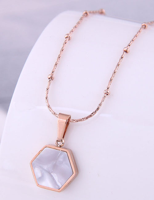 Fashion White-rose Gold Titanium Steel Geometric Polygon Necklace