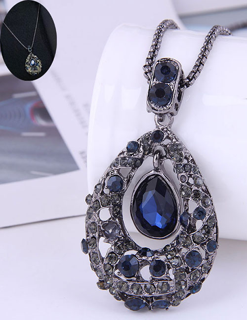 Fashion Silver Metal Diamond Drop Necklace