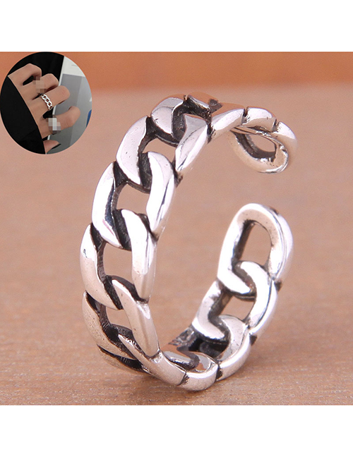 Fashion Silver Solid Copper Chain Open Ring