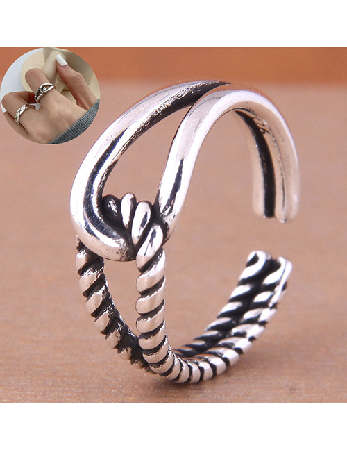 Fashion Silver Solid Copper Knotted Open Ring