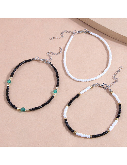 Fashion Color Alloy Rice Beaded Anklet Set