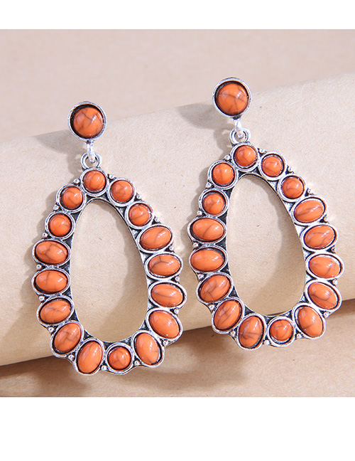 Fashion Orange Alloy Inlaid Loose Drop Stud Earrings