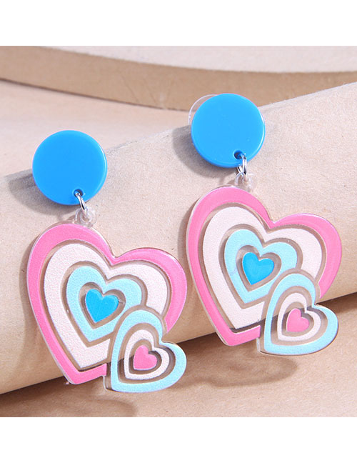Fashion Pink Geometric Plate Heart Stud Earrings