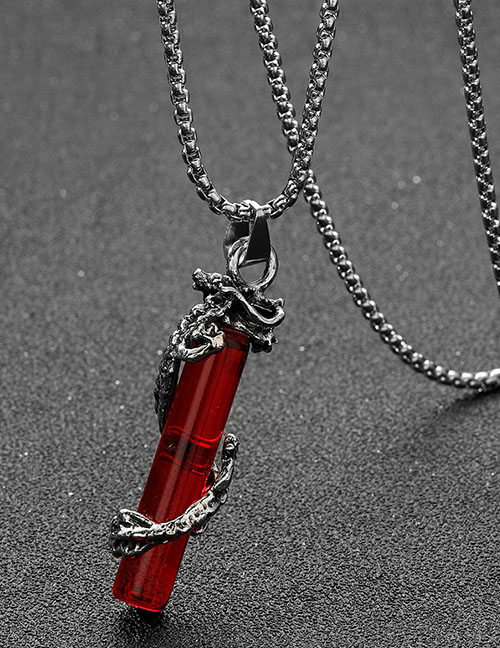 Fashion Red Alloy Pan Dragon Pillar Necklace