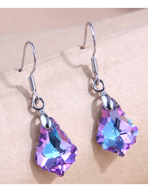 Fashion Purple Pure Copper Maple Leaf Crystal Earrings