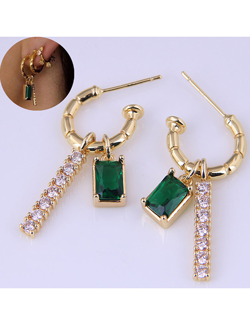 Fashion Gold Brass Inset Zirconium Geometric Earrings