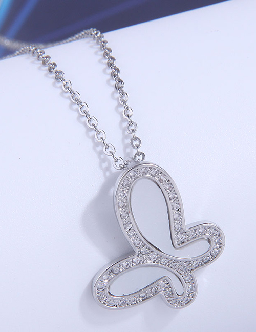 Fashion Silver Bronze Zirconium Butterfly Necklace