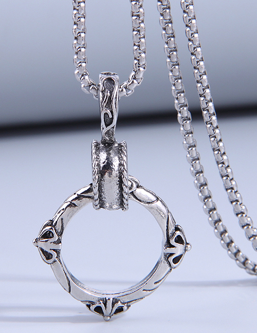 Fashion Silver Titanium Steel Geometric Circle Necklace