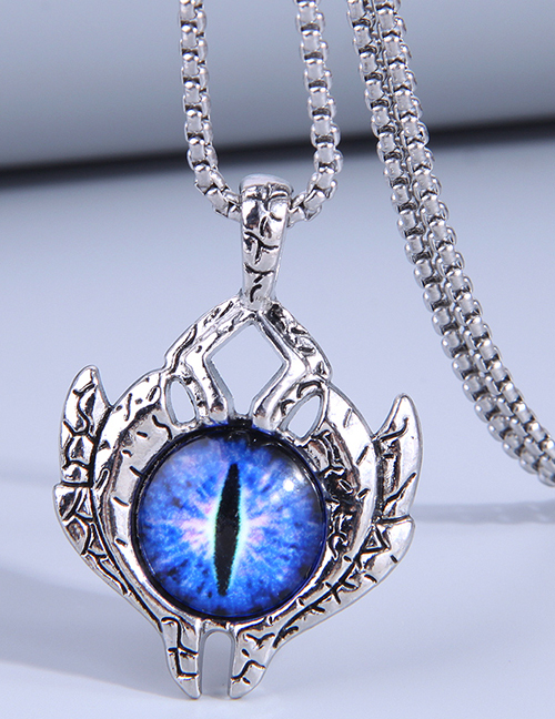 Fashion Navy Blue Titanium Steel Geometric Eye Necklace