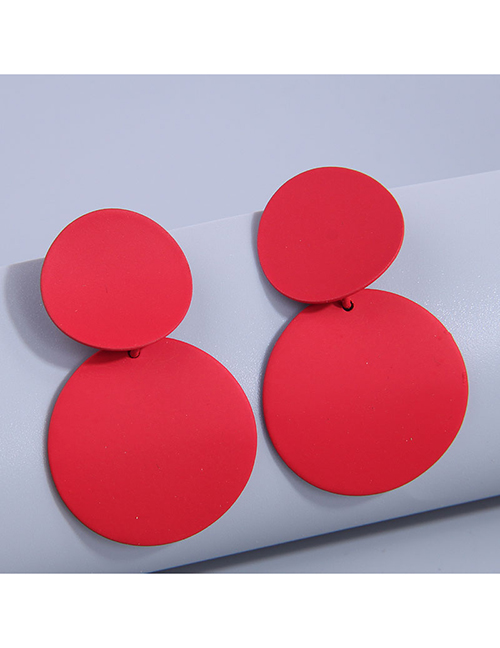 Fashion Red Alloy Geometric Round Stud Earrings