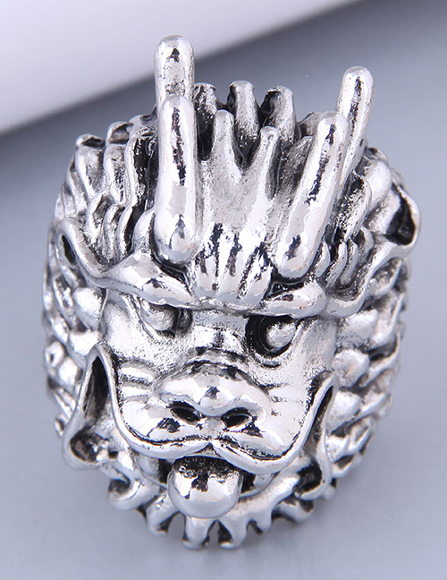 Fashion Silver Alloy Geometric Dragon King Ring