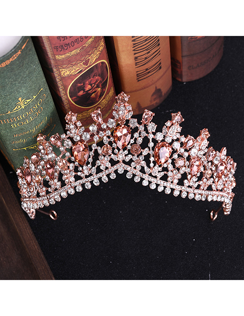 Fashion Champagne Alloy Diamond Geometric Crown