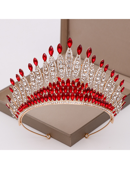 Fashion Red Alloy Diamond Geometric Crown