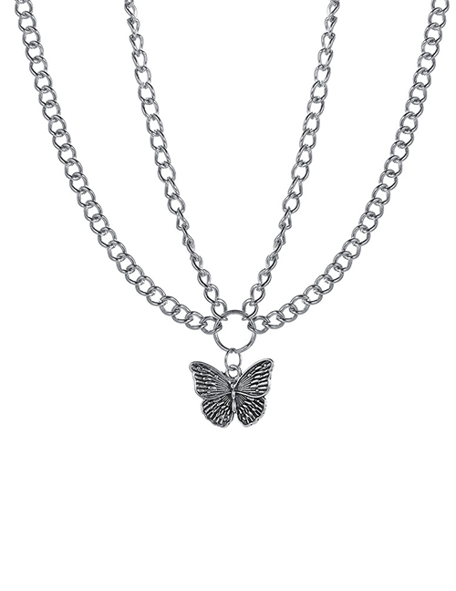 Fashion 2# Alloy Butterfly Chain Necklace