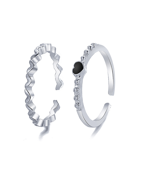 Fashion 3# Alloy Geometric Heart Ring Set