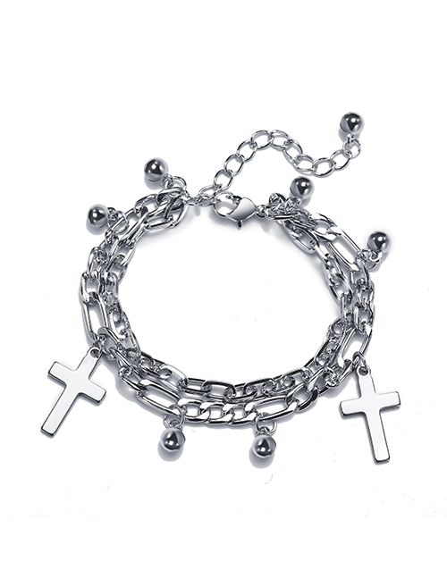 Fashion 4# Alloy Geometric Cross Chain Bracelet