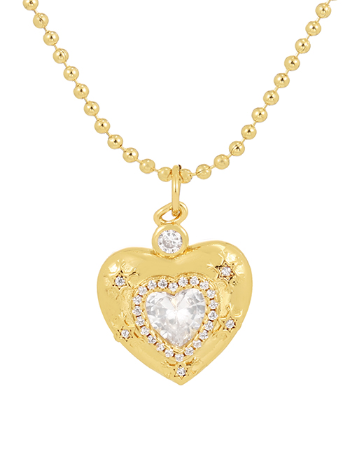 Fashion Gold Bronze Zirconium Heart Pendant Necklace