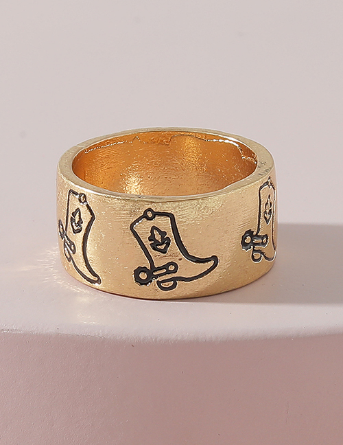 Fashion Gold Alloy Boots Engraved Ring