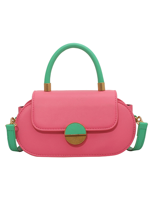 Fashion Rose Pink Pu Lock Flap Crossbody Bag