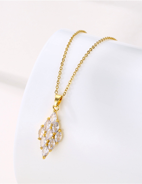 Fashion Gold Titanium Steel Set With Zirconium Geometric Diamond Necklace