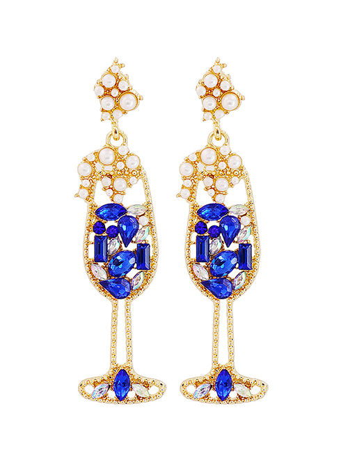 Fashion Blue Alloy Geometric Champagne Glass Stud Earrings