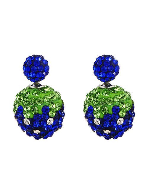 Fashion Royal Blue Alloy Diamond Strawberry Stud Earrings