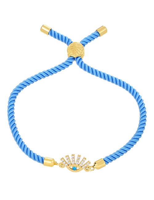 Fashion Blue Braided Eye Bracelet With Brass And Zirconium Oil Drops