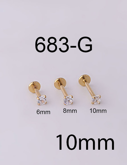 Fashion Gold 10mm Stainless Steel Zirconium Geometric Pierced Stud Earrings