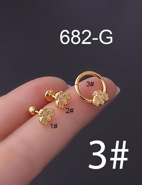 Fashion Gold 3# Stainless Steel Zirconium Geometric Pierced Stud Earrings