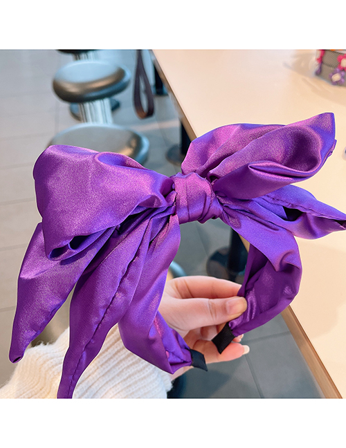 Fashion Dark Purple Satin Three-dimensional Multi-layer Bow Headband