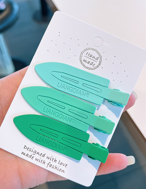 Fashion Green Series (3 Cards Per Card) Alloy Gradient Seamless Hair Clip Set