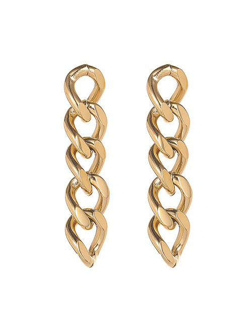 Fashion Gold Titanium Steel Thick Chain Earrings