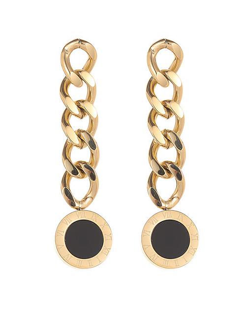 Fashion Gold Titanium Steel Geometric Chunky Chain Drop Earrings