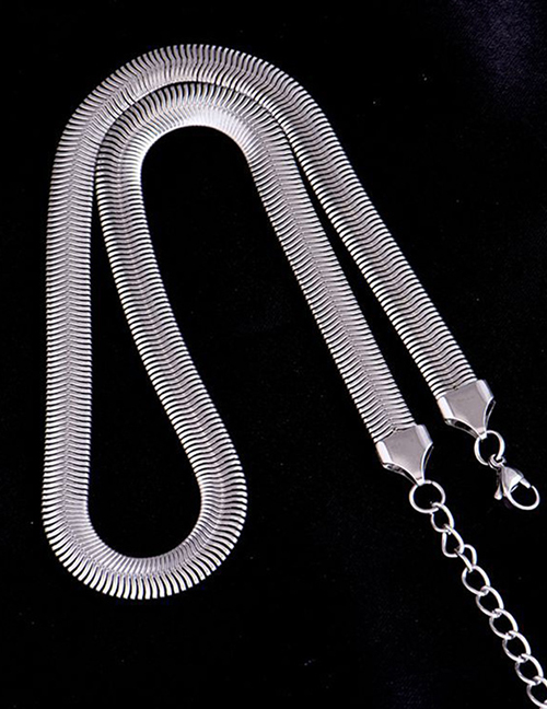 Fashion Silver Titanium Snake Bone Chain Necklace