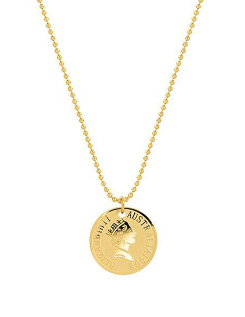 Fashion Gold Titanium Steel Geometric Head Medal Necklace